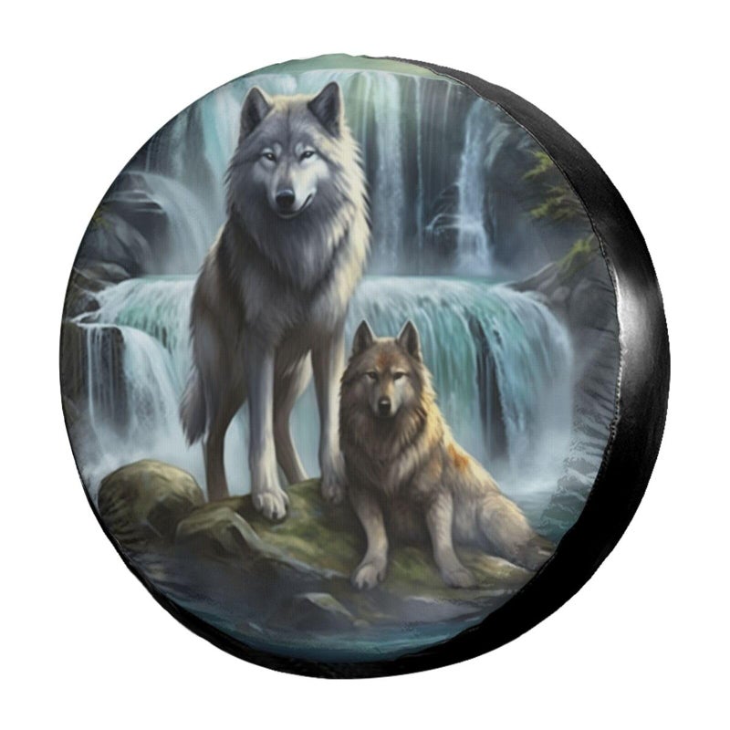 Foruidea 3D Printed Wolf Spare Tire Cover Dust-Proof Wheel Tire Cover Fit Trailer, RV, SUV and Many Vehicle 15 Inch - Image 1